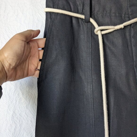 VINCE High Rise Linen Blend Cropped Pants Black Rope Belt Women's Size 10 - Picture 6 of 13